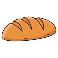 A simple cartoon icon of a freshly baked loaf of bread. A wholesome bakery symbol perfect for food and nutrition designs