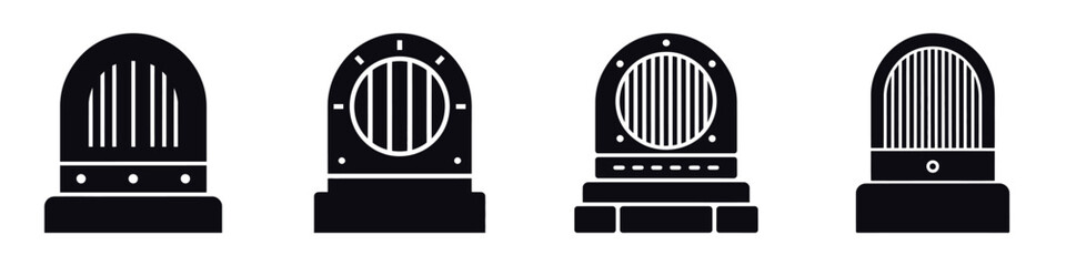 Vintage Radio Vector Icons Set – Retro Radio Receiver, Antique Audio Device, Old Style Music Equipment, Nostalgic Electronics, Classic Broadcasting Illustration for Technology and Entertainment