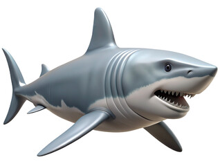 Fototapeta premium Realistic great white shark with open mouth and sharp teeth, isolated on transparent background