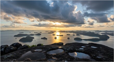 Golden Hour After Storm from Gunung Datuk Summit Anambas Indonesia