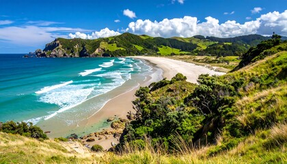 Scenic coastal beach vista