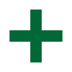 Green Plus Icon PNG. Green Cross, Plus Symbol Medical First Aid Sign Logo.
