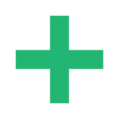 Green Plus Icon PNG. Green Cross, Plus Symbol Medical First Aid Sign Logo.