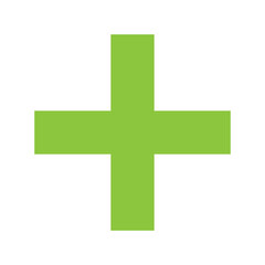 Green Plus Icon PNG. Green Cross, Plus Symbol Medical First Aid Sign Logo.