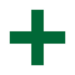 Green Plus Icon PNG. Green Cross, Plus Symbol Medical First Aid Sign Logo.