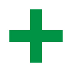 Green Plus Icon PNG. Green Cross, Plus Symbol Medical First Aid Sign Logo.