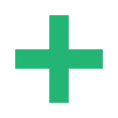 Green Plus Icon PNG. Green Cross, Plus Symbol Medical First Aid Sign Logo.