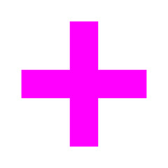 Pink Plus Symbol On Isolated Background. Pink Cross, Plus Icon.