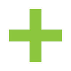 Green Plus Icon PNG. Green Cross, Plus Symbol Medical First Aid Sign Logo.