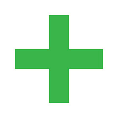 Green Plus Icon PNG. Green Cross, Plus Symbol Medical First Aid Sign Logo.