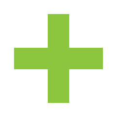 Green Plus Icon PNG. Green Cross, Plus Symbol Medical First Aid Sign Logo.