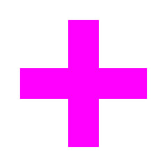 Fototapeta premium Pink Plus Symbol On Isolated Background. Pink Cross, Plus Icon.