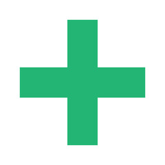 Green Plus Icon PNG. Green Cross, Plus Symbol Medical First Aid Sign Logo.