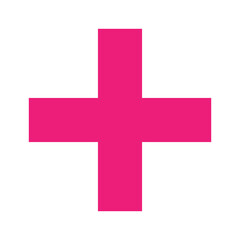 Pink Plus Icon. Pink Plus Cross Symbol, Medical First Aid Pharmacy Logo, Sign PNG.