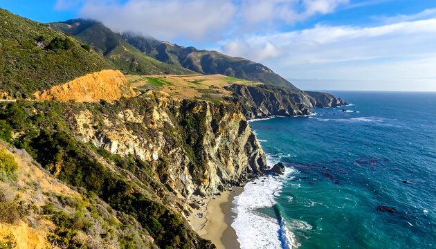 Scenic coastal highway with rugged cliffs