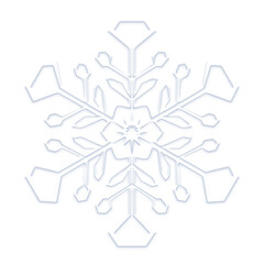 White geometric snowflake icon on transparent background
