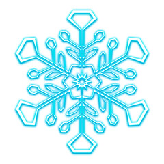 Blue glowing snowflake icon on transparent background
