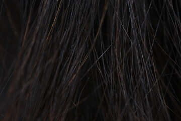 Dark brown female hair texture – smooth glossy strands close up background