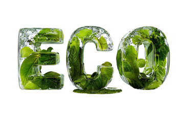 ECO 3D Glass Letters with Green Leaves