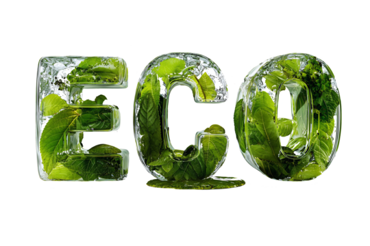 ECO 3D Glass Letters with Green Leaves