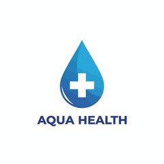 Obraz premium Water Droplet with Medical Cross Logo – Vector Symbol of Hydration and Health