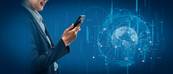 Global AI network showing connection between AI, global, and network elements across the digital world and data infrastructure Vouch