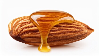 almond nut with honey on a white background