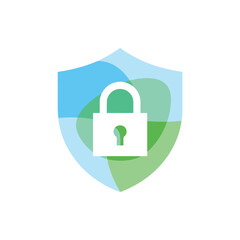 Shield with Padlock Security Icon for Data Protection and Cyber Security