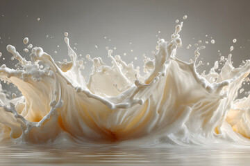 milk splash wave swirls isolated on a transparent background, diary milk splash, flying milk on the air cut out