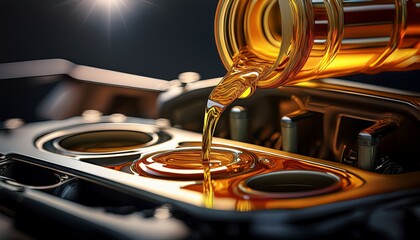 pouring changing car engine oil generative ai
