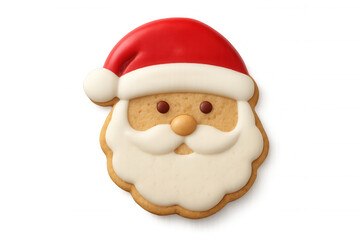 Santa claus cookie with red hat and white beard icing, a delicious festive treat for christmas holidays, transparent background