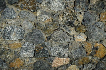 Natural grey stone wall background close-up