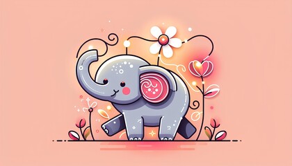 cute elephant animal illustration