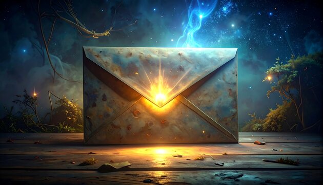 Magic letter glows on a wooden table - Powered by Adobe