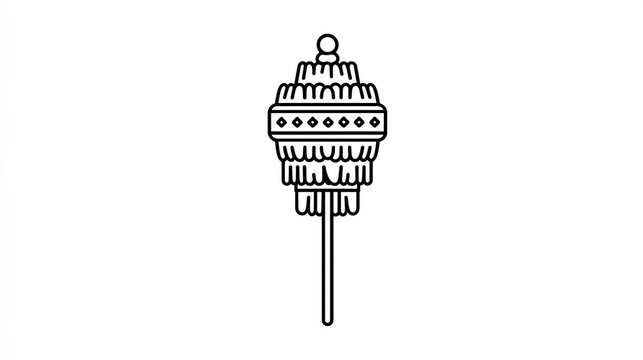 Ornate ceremonial umbrella-like staff with layered design, depicted in a clean vector