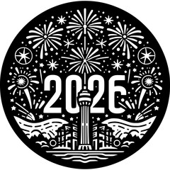 Happy New Year 2026 Icon Vector