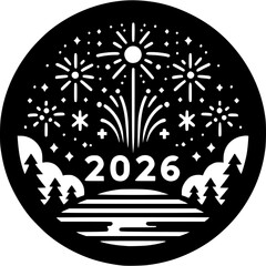 Happy New Year 2026 Icon Vector