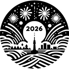 Obraz premium Happy New Year 2026 Icon Vector