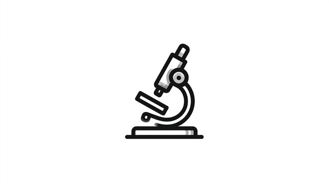 Simple linear icon of a laboratory microscope against a plain white background