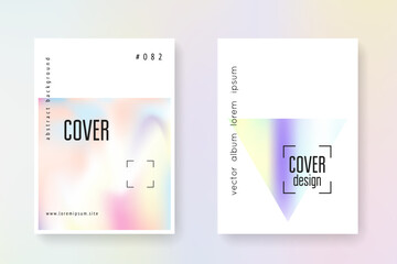 Minimalist Shape. Colorful White Brochure. Modern Effect. Purple Abstract Cover. Crystal Screen. Holograph Fluid. Rainbow Texture. Blue Minimalist Shape