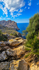 Fototapeta premium Dramatic sea cliff view at Mirador Es Colomer Mallorca Spain
