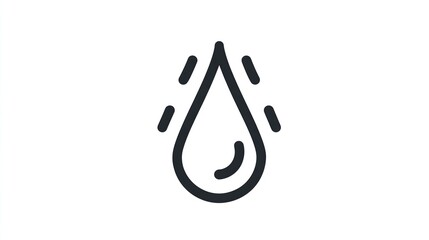 Graphic black line art of a teardrop shape with dripping effects on white