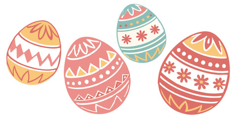 Easter Eggs Vector Illustration – Decorative Holiday Design on Transparent Background 