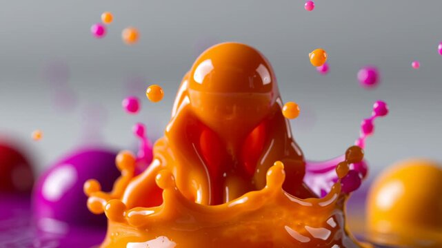 Colorful paint splashes creating beautiful patterns