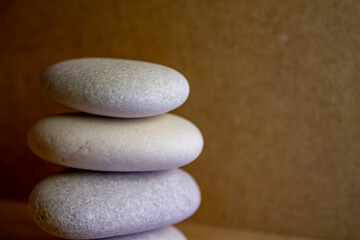 Mountain of white Zen stones on the left