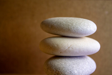Mountain of white Zen stones on the right
