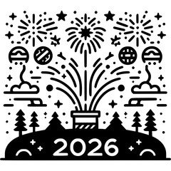 Happy New Year 2026 Vector Icon