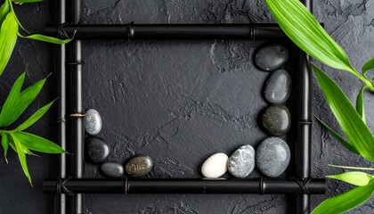 Zen-inspired frame with stones and bamboo