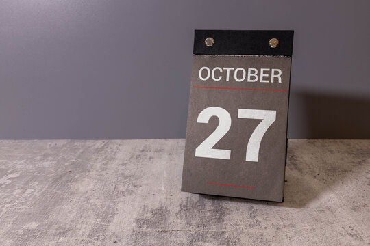 Wooden Calendar Showing the Date of October 27th.