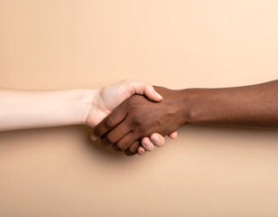 Black and white hands shaking, symbolizing unity, partnership, and racial diversity.
